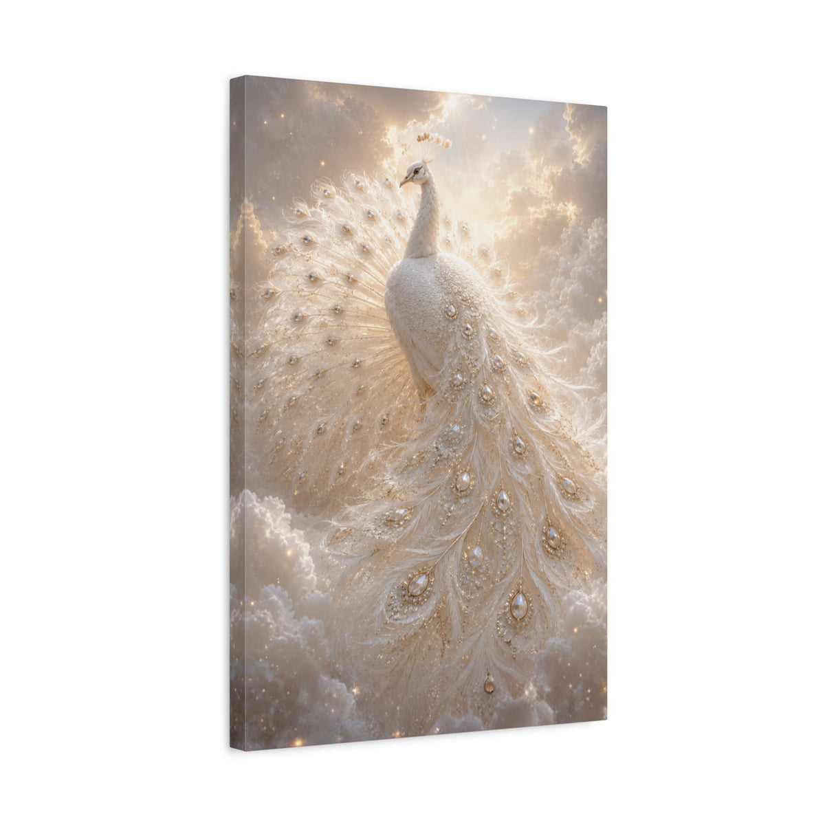White Peacock Wall Art Canvas Luxury Celestial Peacock Decor Fantasy Bird Artwork Elegant Bedroom Living Room Art Unique Gift