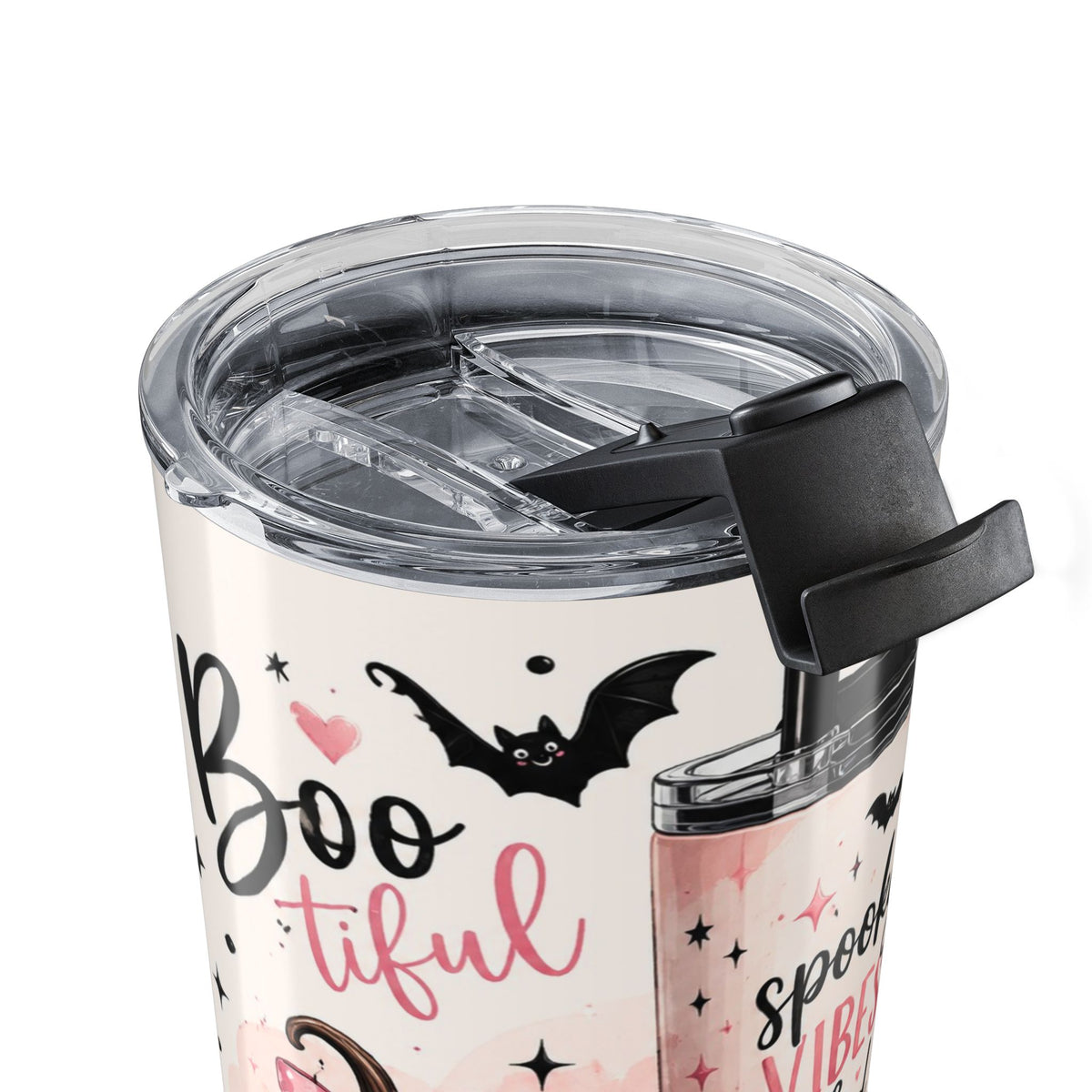 Hey Boo Halloween Tumbler Spooky Ghost Insulated Travel Mug Cute Witchy Autumn drinkware Fall Water Bottle Festive Collection