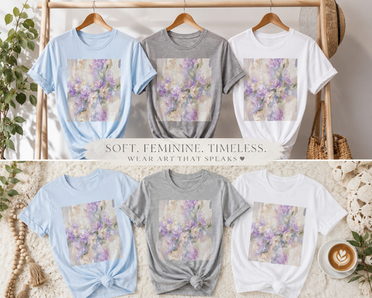Abstract Floral Graphic T-Shirt, Modern Botanical Art Tee, Artistic Flower Print Shirt