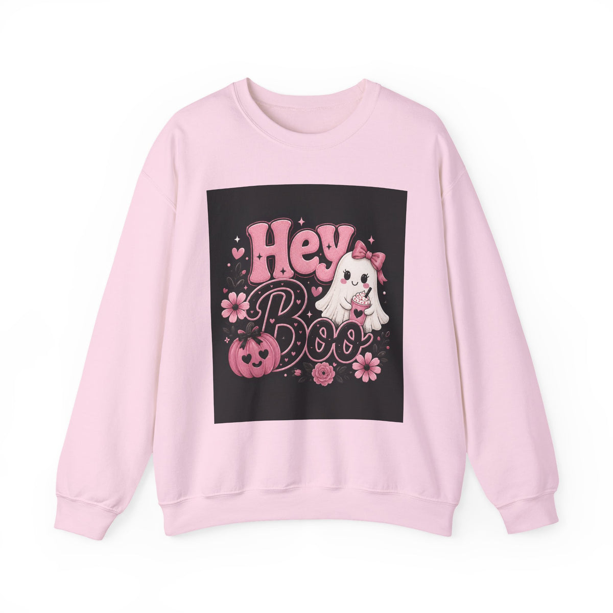 Hey Boo Halloween Sweatshirt Spooky Ghost Crewneck Cute Witchy Autumn Fall Graphic Sweater Festive Collection