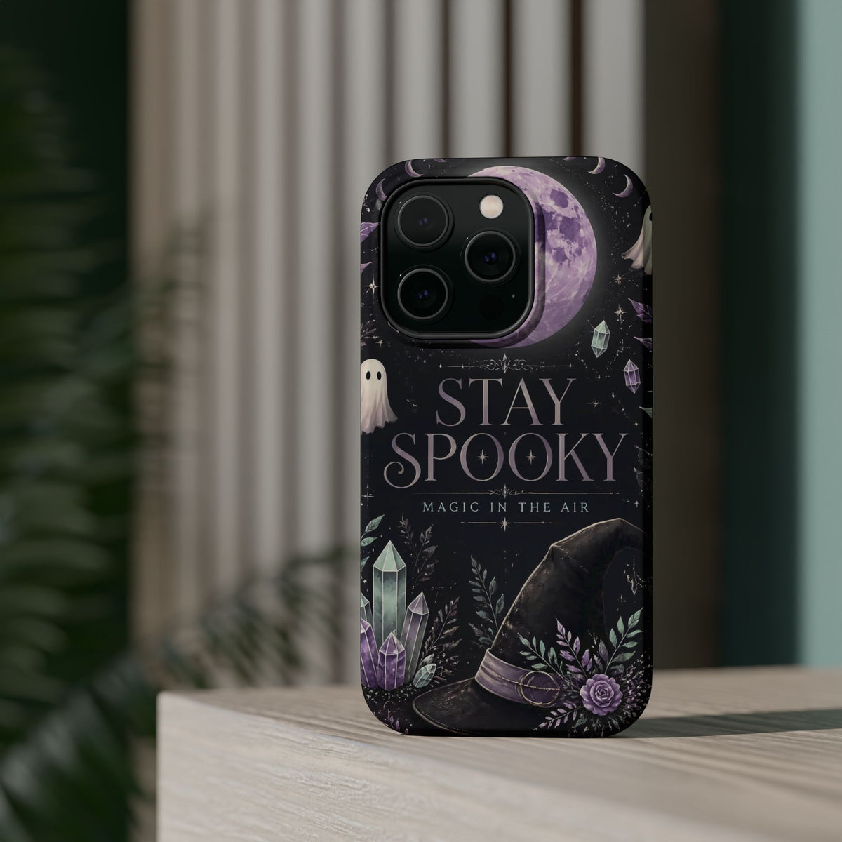 Stay Spooky Halloween Phone Case Witchy Purple Moon Tough Protective iPhone Samsung Galaxy Cover Festive Collection
