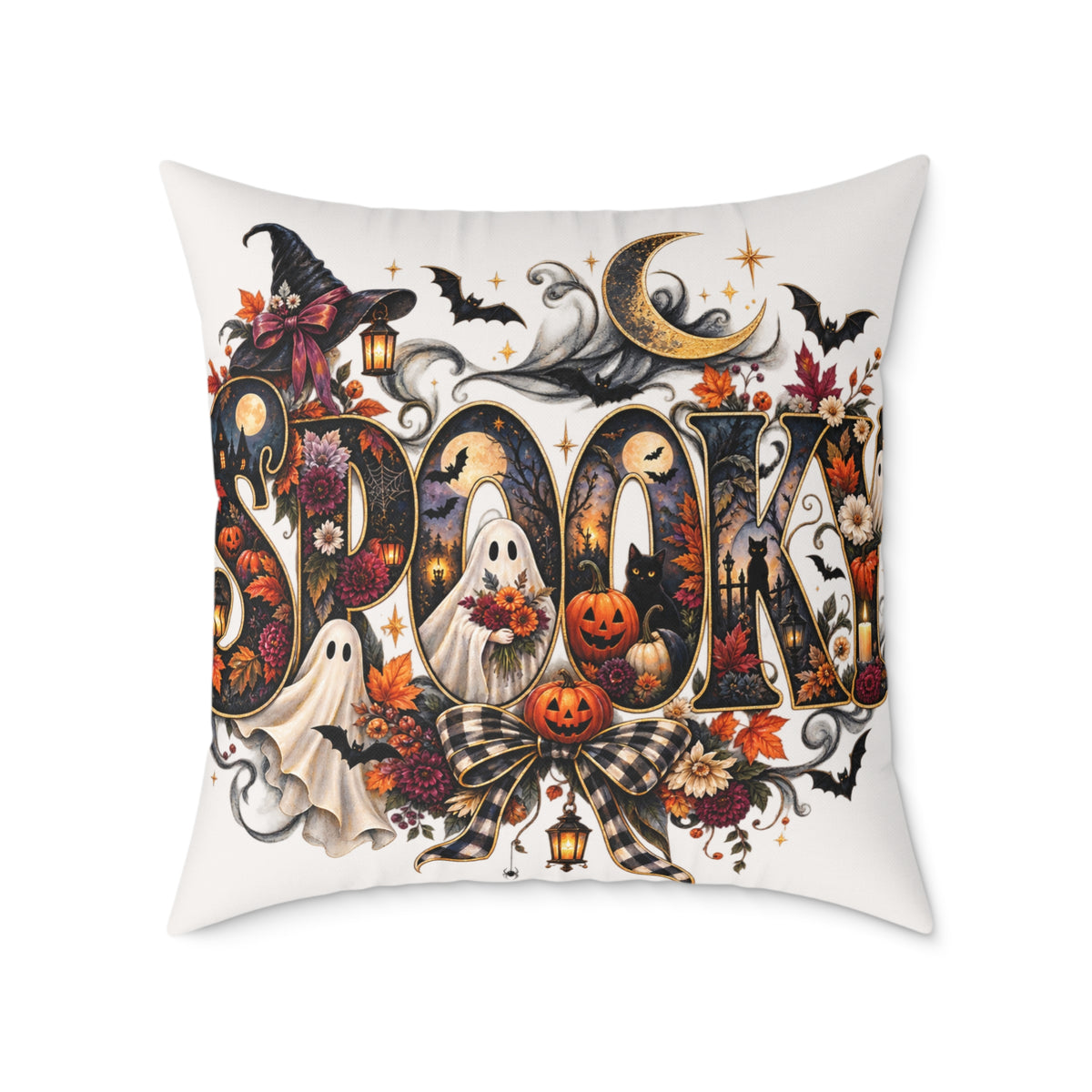 Spooky Halloween Cushion Poly Canvas Fall Home Decor Stuffed Accent Cushions Spooky Festive Collection