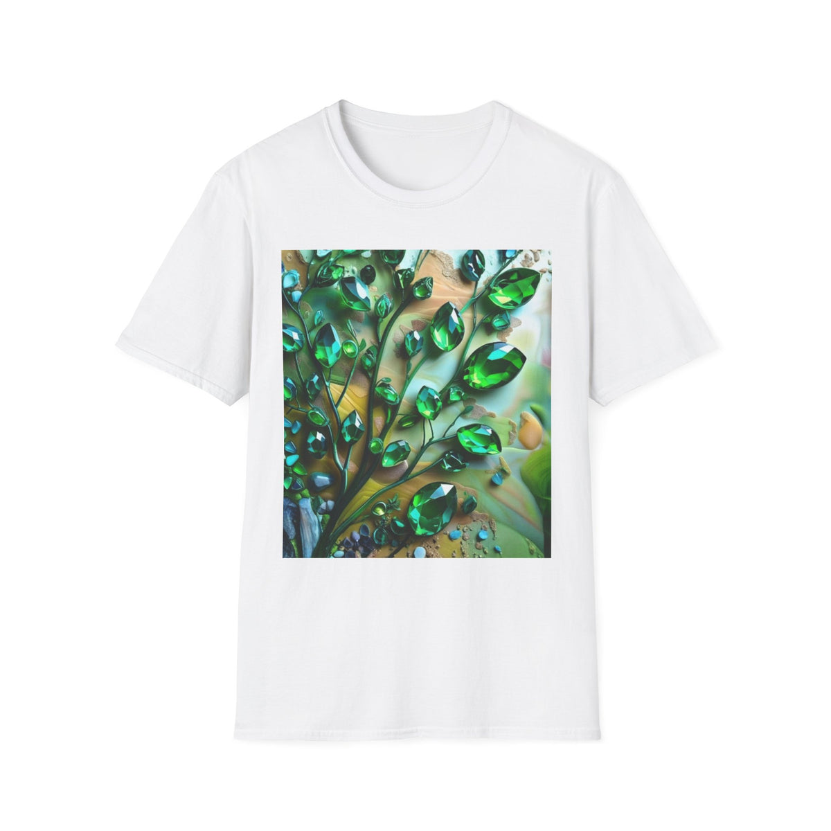 Green Emerald Gemstone Print T-Shirt | Unique Crystal Graphic Tee