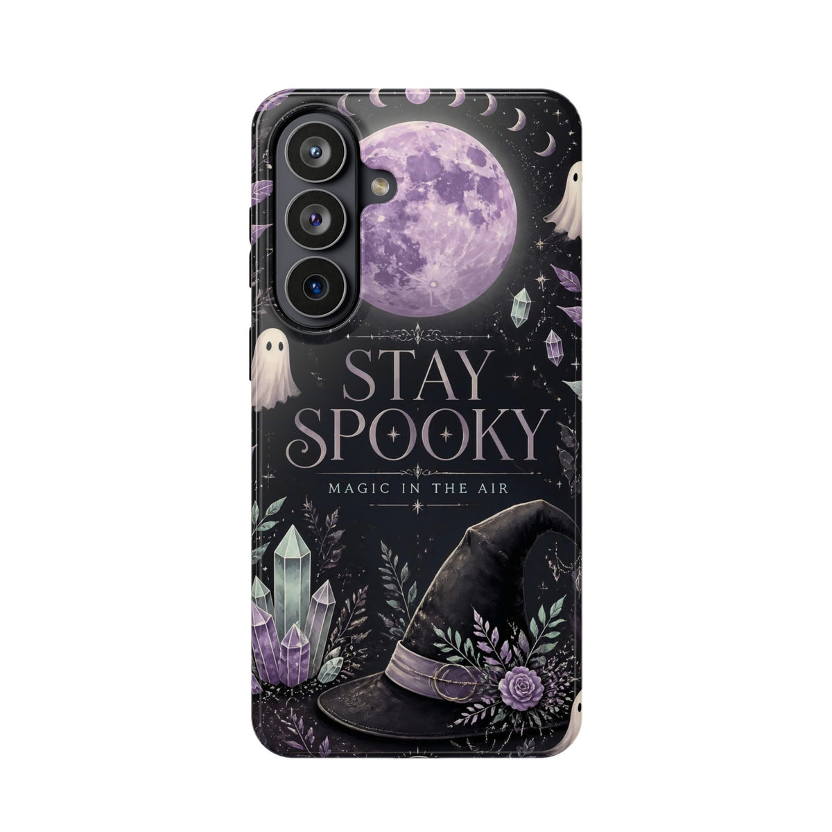 Stay Spooky Halloween Phone Case Witchy Purple Moon Tough Protective iPhone Samsung Galaxy Cover Festive Collection