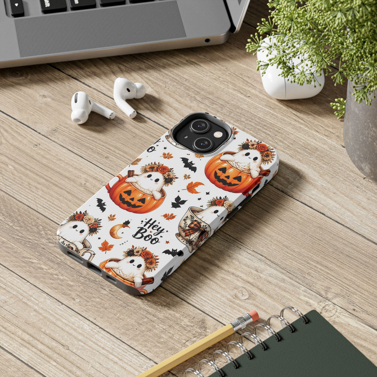 Hey Boo Halloween Phone Case Spooky Ghost Tough Protective iPhone Samsung Galaxy Cover Festive Collection