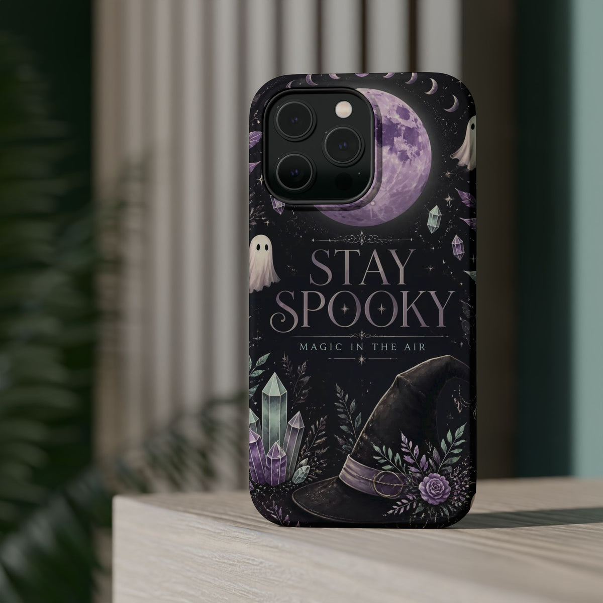 Stay Spooky Halloween Phone Case Witchy Purple Moon Tough Protective iPhone Samsung Galaxy Cover Festive Collection