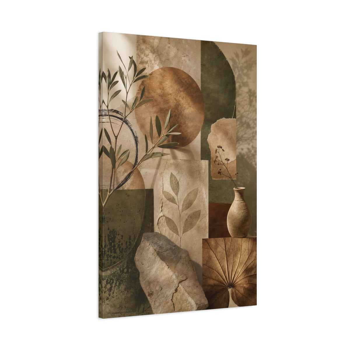 Japandi Earthy Abstract Canvas Wall Art - Neutral Terracotta Boho Print