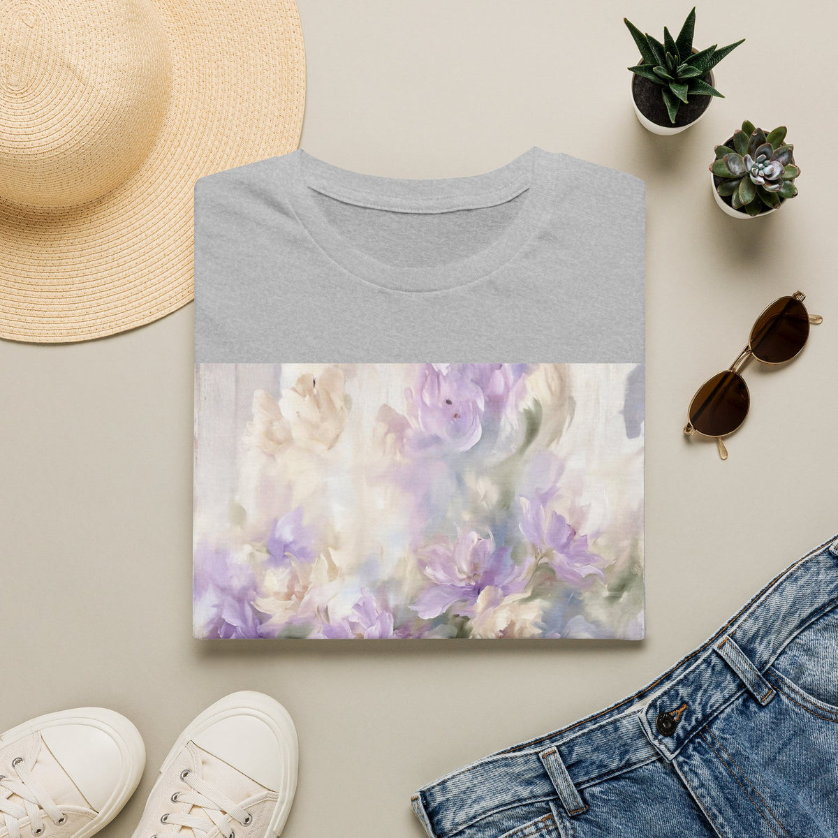 Abstract Floral Graphic T-Shirt, Modern Botanical Art Tee, Artistic Flower Print Shirt