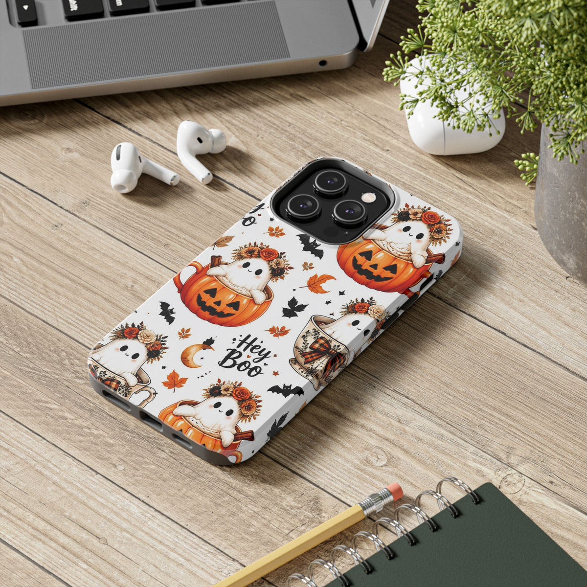 Hey Boo Halloween Phone Case Spooky Ghost Tough Protective iPhone Samsung Galaxy Cover Festive Collection