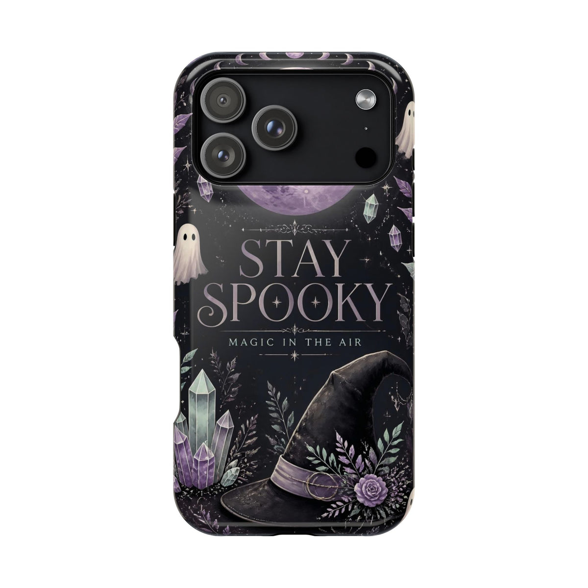 Stay Spooky Halloween Phone Case Witchy Purple Moon Tough Protective iPhone Samsung Galaxy Cover Festive Collection