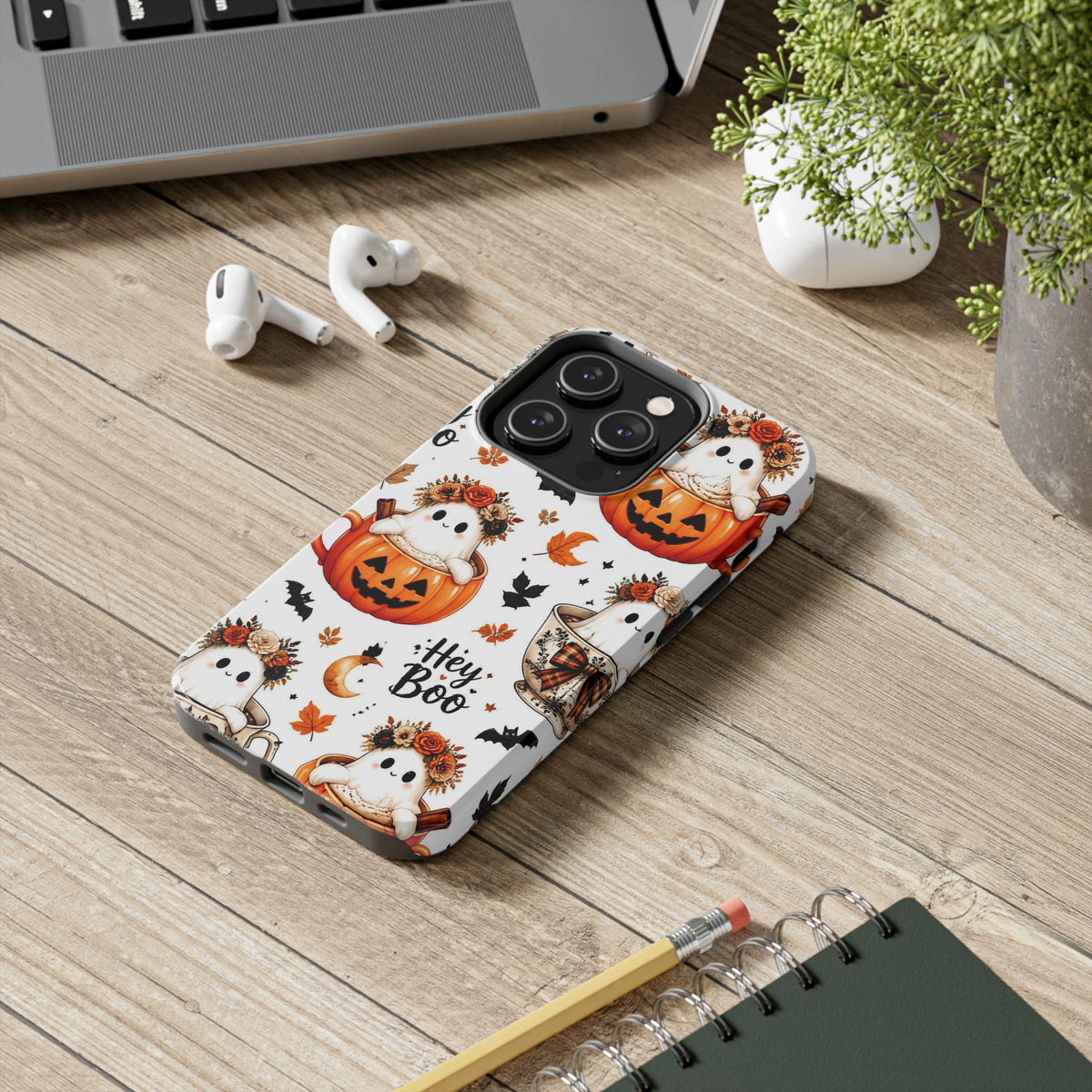 Hey Boo Halloween Phone Case Spooky Ghost Tough Protective iPhone Samsung Galaxy Cover Festive Collection