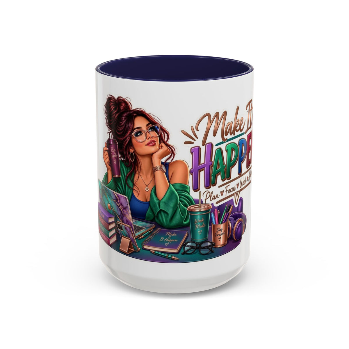 Make It Happen Motivational Ceramic Mug | Colorful Coffee Cup Drinkware