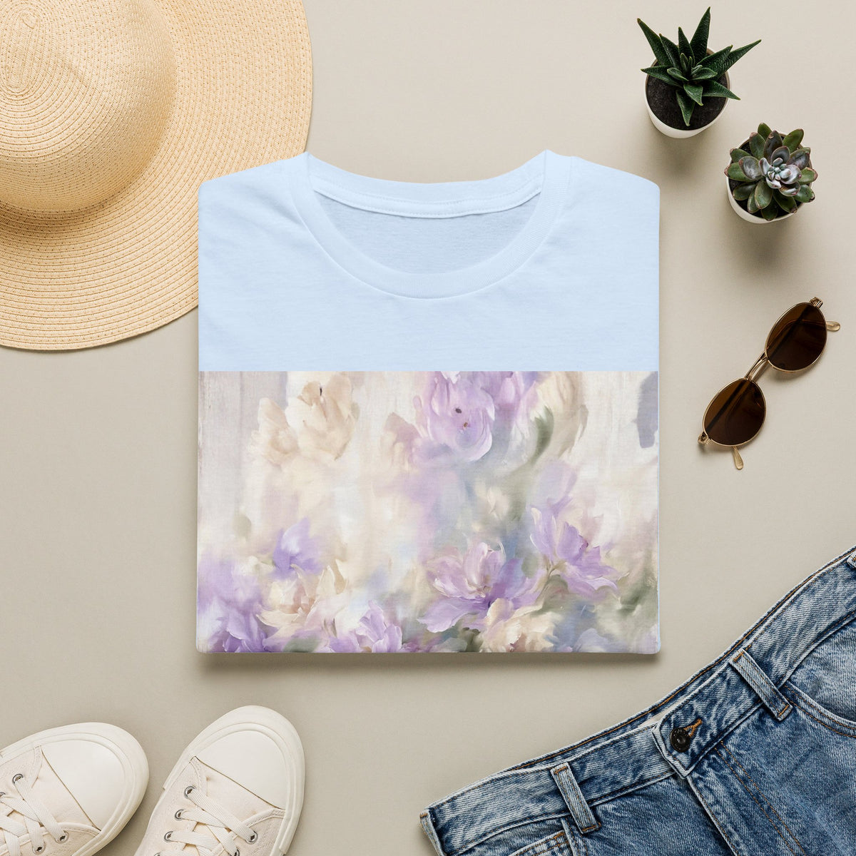 Abstract Floral Graphic T-Shirt, Modern Botanical Art Tee, Artistic Flower Print Shirt