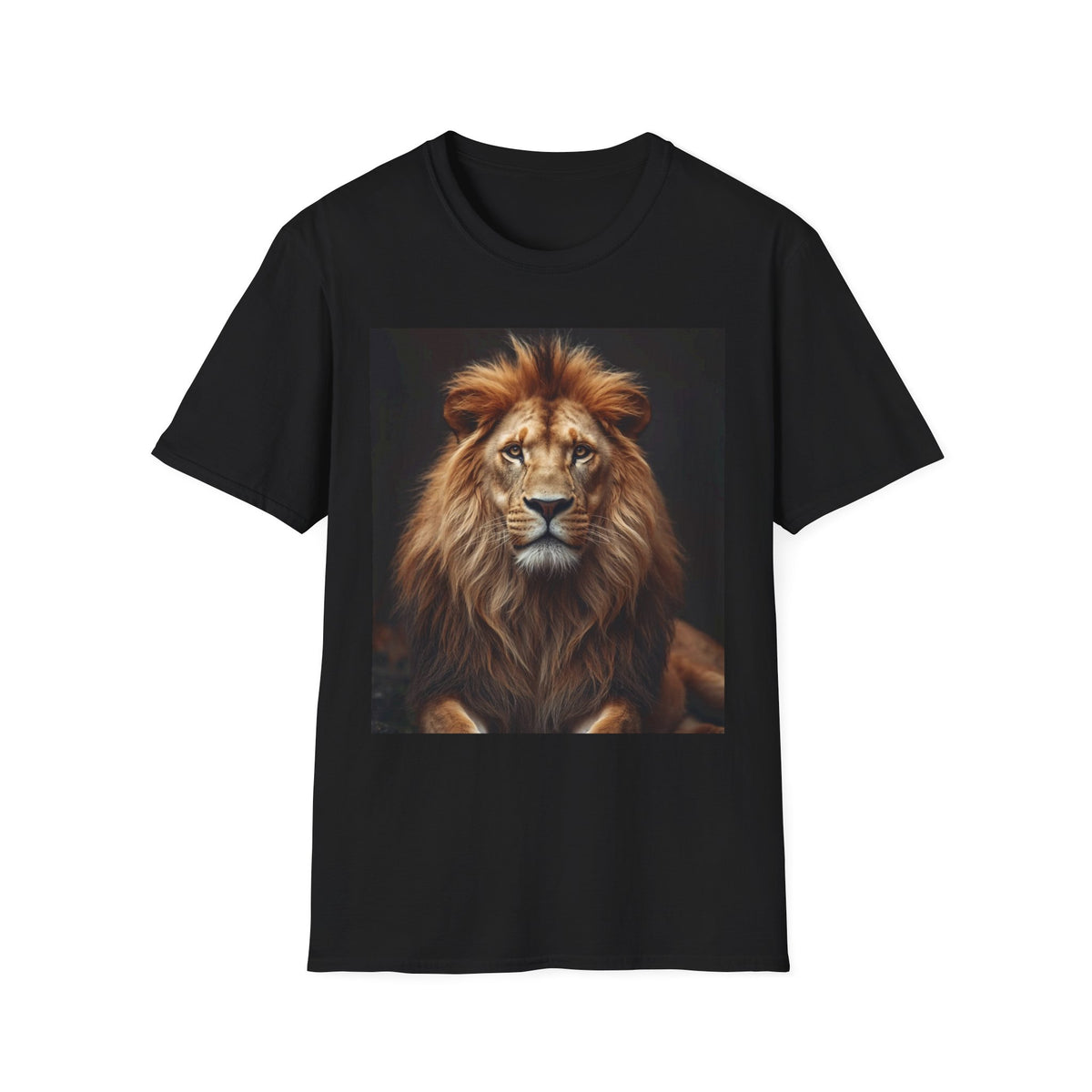 Men’s Lion Graphic T-Shirt, Realistic Lion Art Tee, Black Unisex Animal Print Shirt