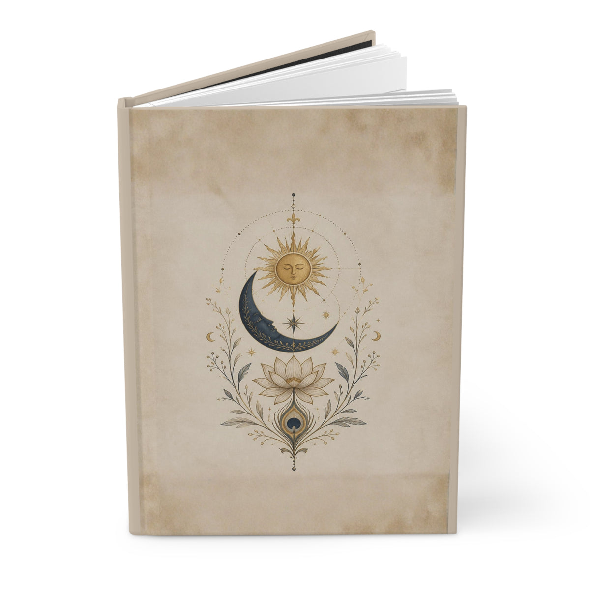 Mystical Sun and Moon Celestial Journal Bohemian Lotus Flower Witchy Notebook Vintage Astrology Diary Hardcover Journal