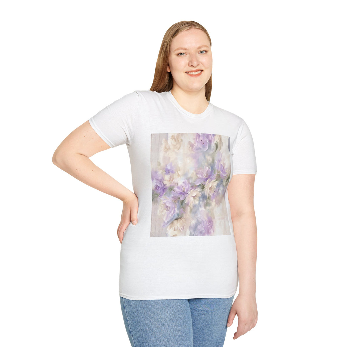 Abstract Floral Graphic T-Shirt, Modern Botanical Art Tee, Artistic Flower Print Shirt