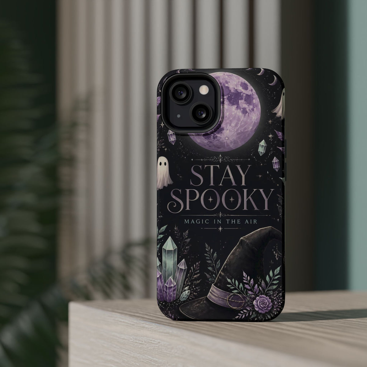 Stay Spooky Halloween Phone Case Witchy Purple Moon Tough Protective iPhone Samsung Galaxy Cover Festive Collection