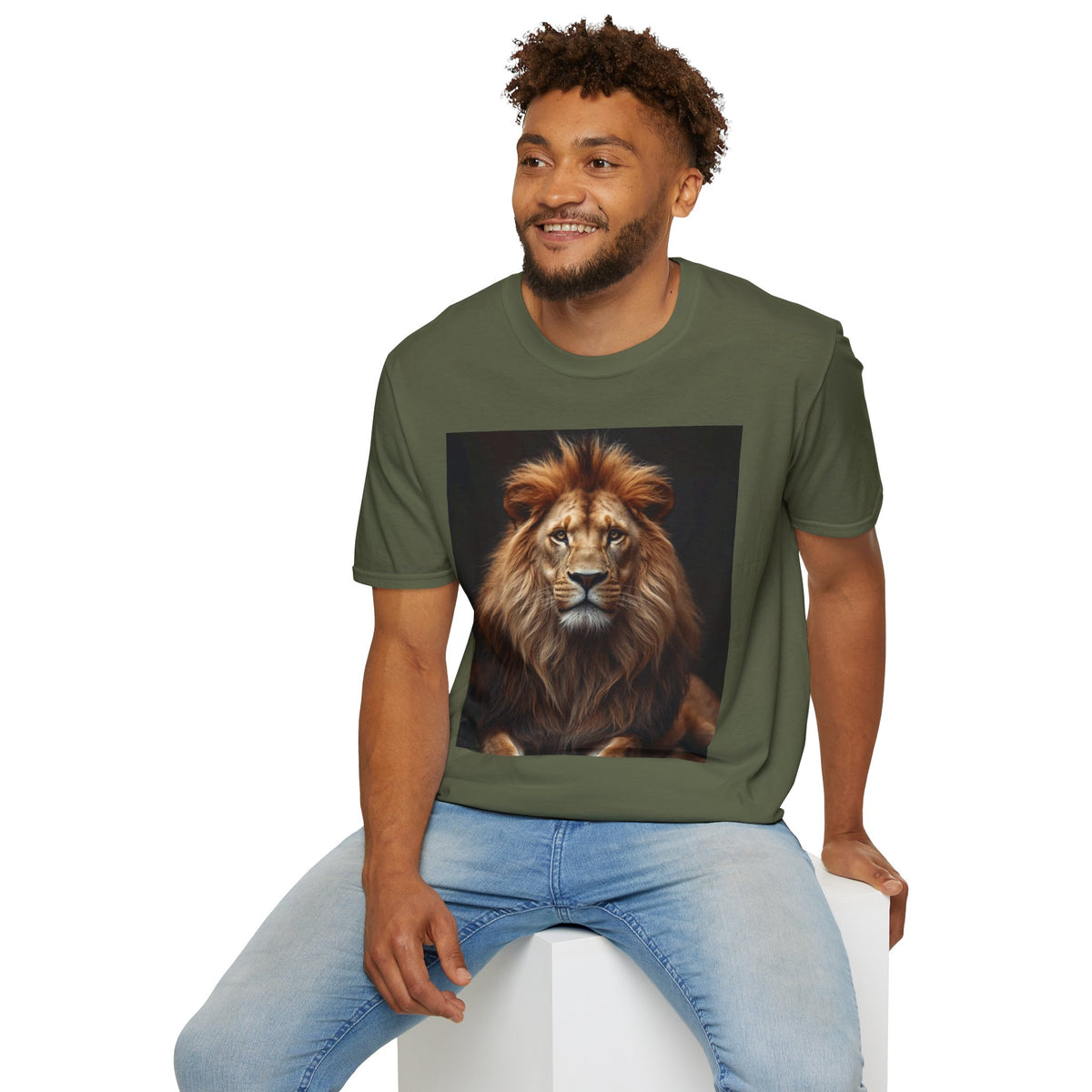 Men’s Lion Graphic T-Shirt, Realistic Lion Art Tee, Black Unisex Animal Print Shirt