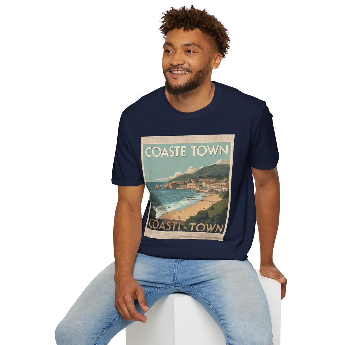 Vintage Coastal Graphic T-Shirt, Retro Beach Poster Tee, Ocean-Inspired Unisex Shirt
