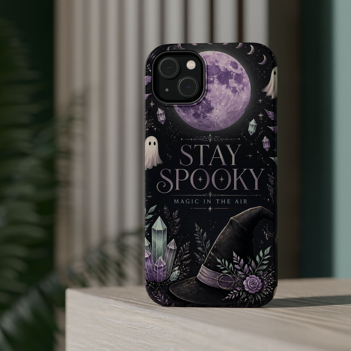 Stay Spooky Halloween Phone Case Witchy Purple Moon Tough Protective iPhone Samsung Galaxy Cover Festive Collection
