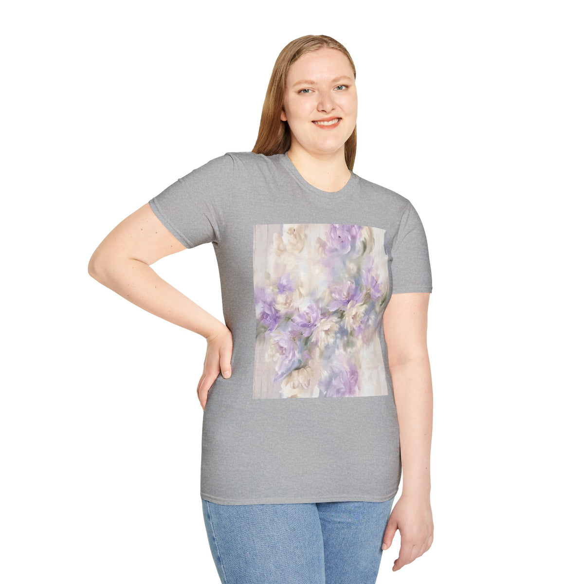 Abstract Floral Graphic T-Shirt, Modern Botanical Art Tee, Artistic Flower Print Shirt