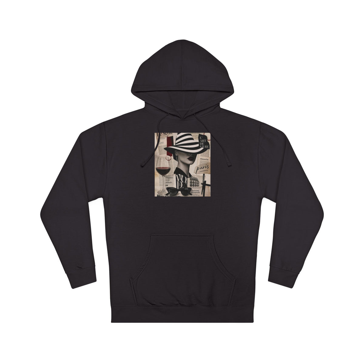 Paris Streetwear Hoodie Graphic Sweatshirt | Vintage Newspaper Collage Aesthetic Art Pullover | French Fashion Luxury Oversized Back Print Hooded Sweater