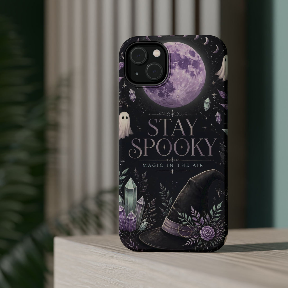 Stay Spooky Halloween Phone Case Witchy Purple Moon Tough Protective iPhone Samsung Galaxy Cover Festive Collection