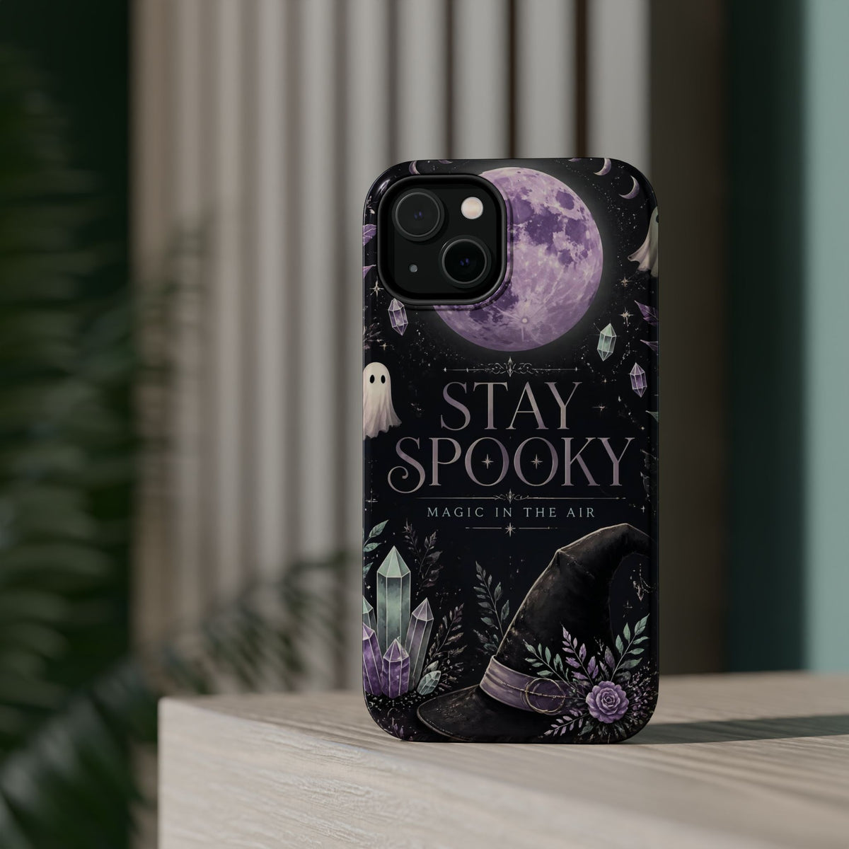 Stay Spooky Halloween Phone Case Witchy Purple Moon Tough Protective iPhone Samsung Galaxy Cover Festive Collection