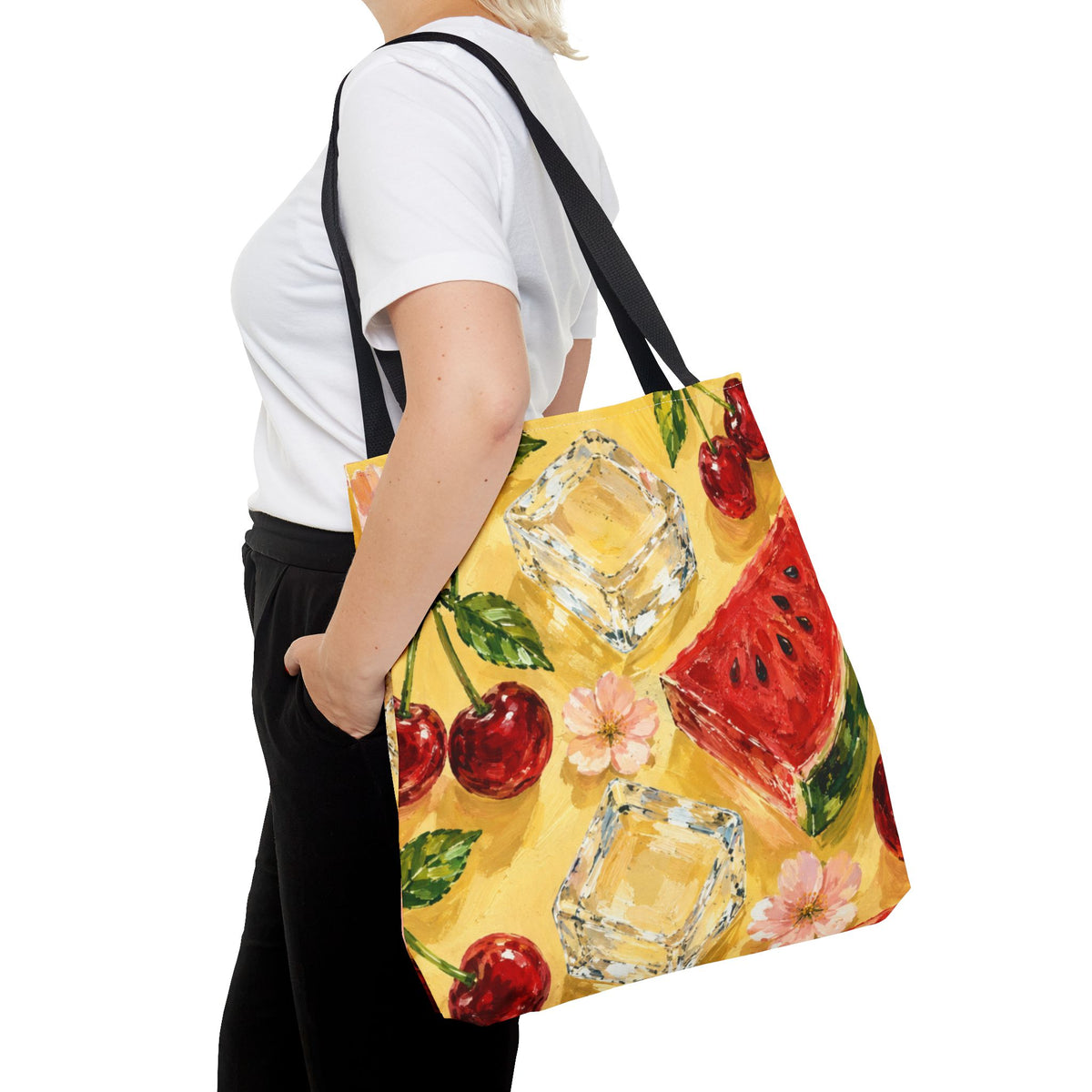 Summer Fruit Tote Bag – Cherry & Watermelon AOP Bag | Colorful Everyday Accessory