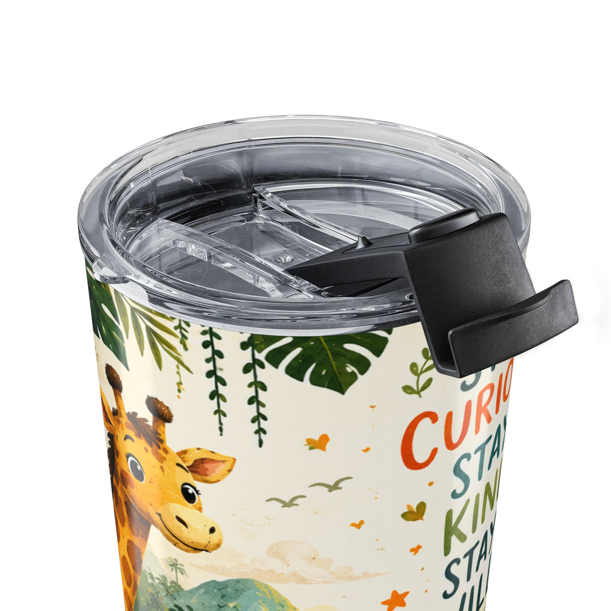 Tumbler Kids Jungle Animals Water Bottle Design Stay Curious Stay Kind Stay Wild drinkware