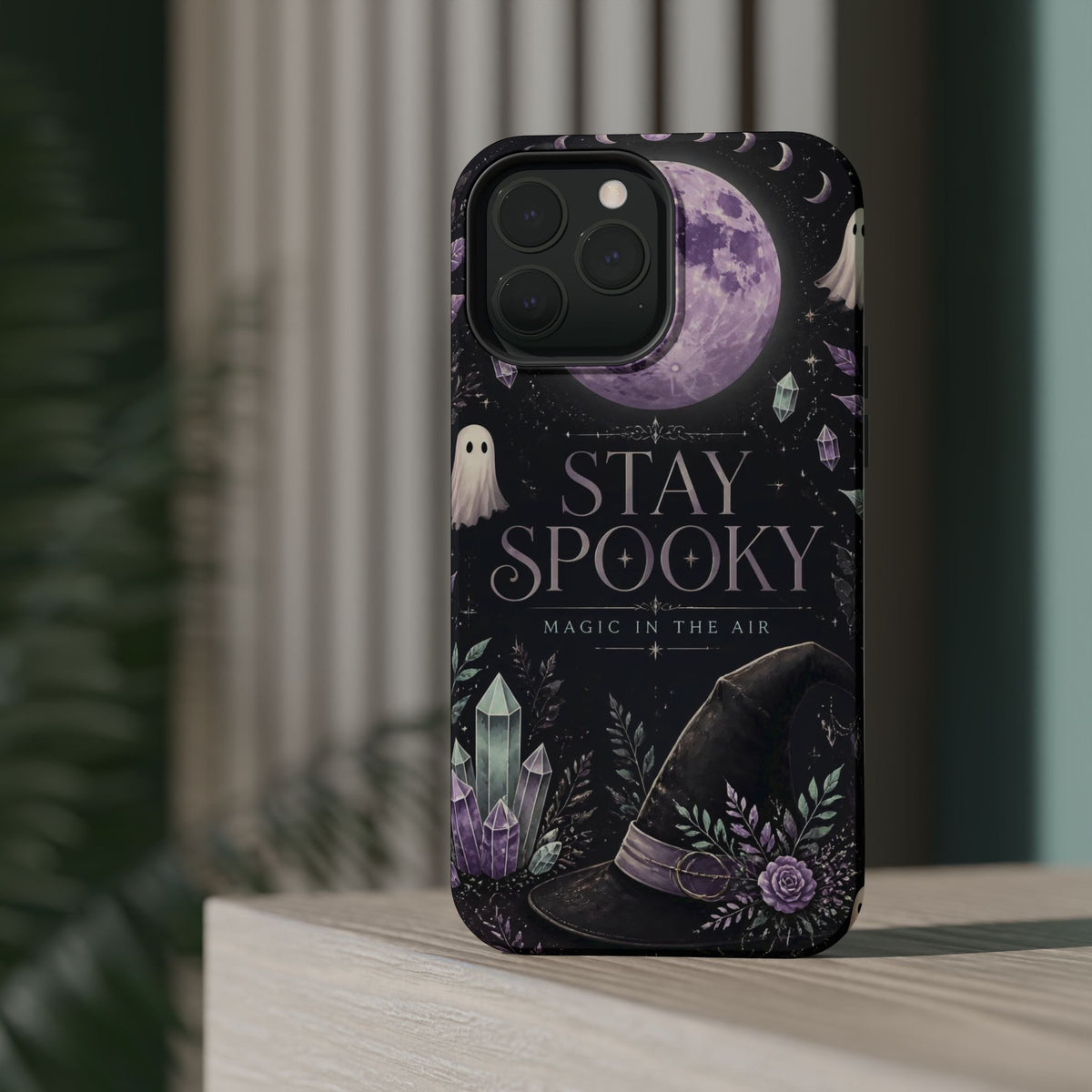 Stay Spooky Halloween Phone Case Witchy Purple Moon Tough Protective iPhone Samsung Galaxy Cover Festive Collection