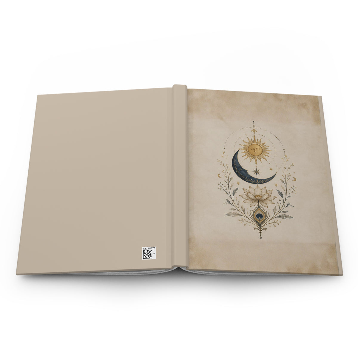 Mystical Sun and Moon Celestial Journal Bohemian Lotus Flower Witchy Notebook Vintage Astrology Diary Hardcover Journal