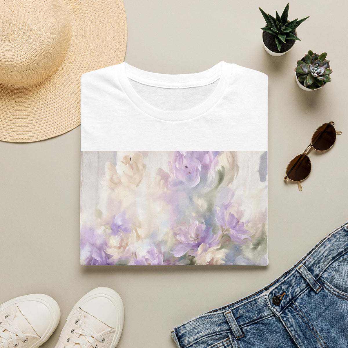 Abstract Floral Graphic T-Shirt, Modern Botanical Art Tee, Artistic Flower Print Shirt