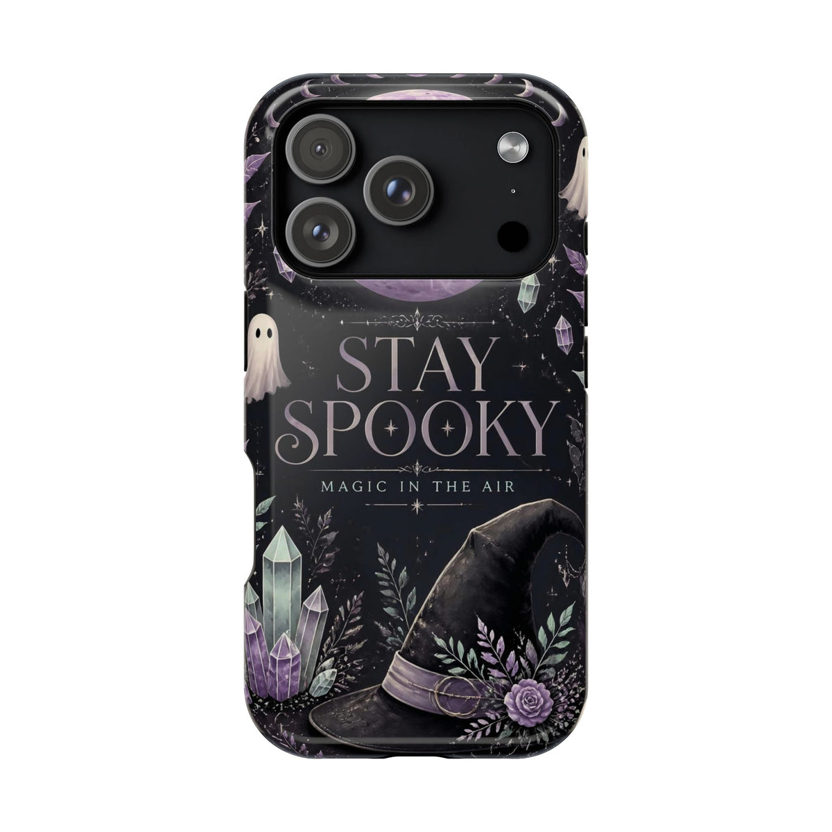 Stay Spooky Halloween Phone Case Witchy Purple Moon Tough Protective iPhone Samsung Galaxy Cover Festive Collection