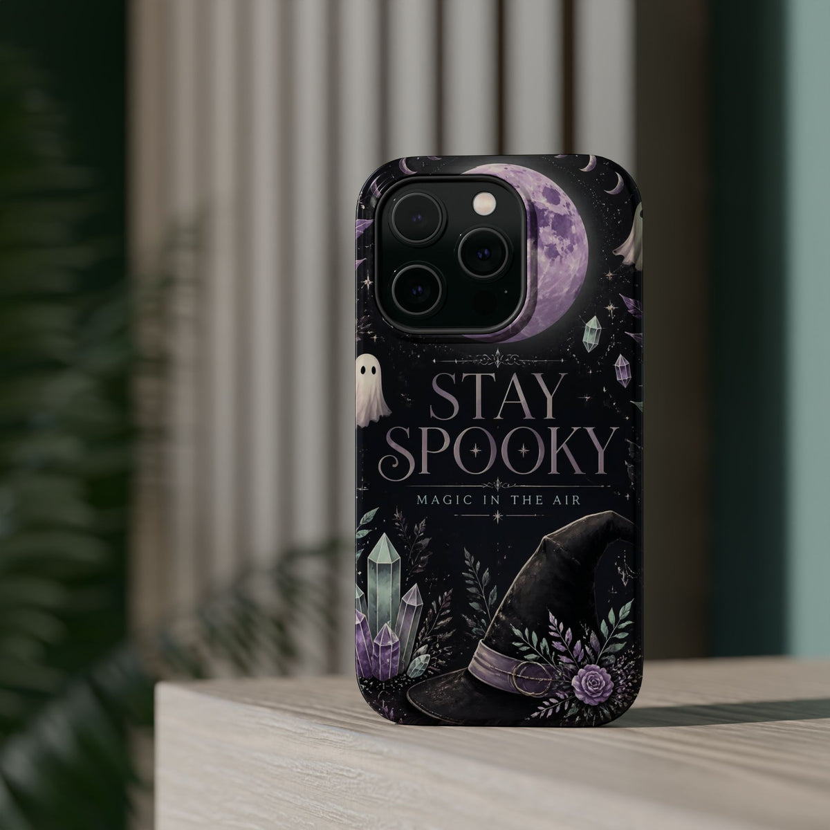Stay Spooky Halloween Phone Case Witchy Purple Moon Tough Protective iPhone Samsung Galaxy Cover Festive Collection