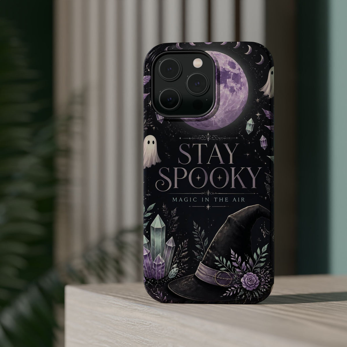 Stay Spooky Halloween Phone Case Witchy Purple Moon Tough Protective iPhone Samsung Galaxy Cover Festive Collection
