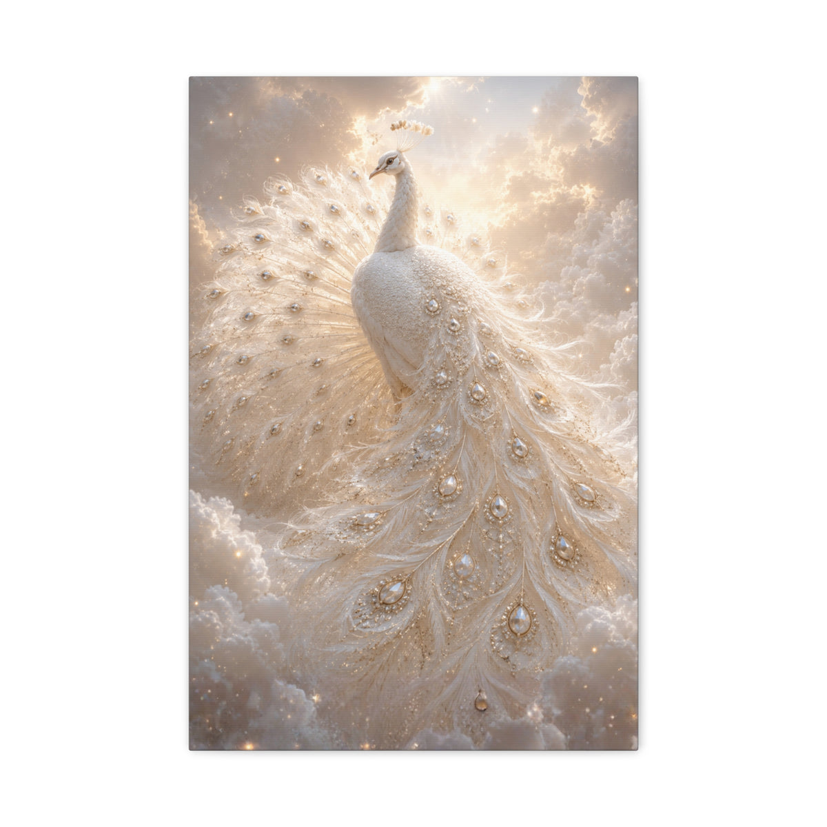 White Peacock Wall Art Canvas Luxury Celestial Peacock Decor Fantasy Bird Artwork Elegant Bedroom Living Room Art Unique Gift