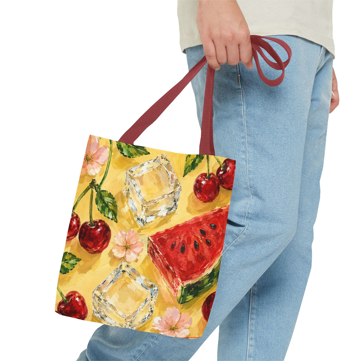 Summer Fruit Tote Bag – Cherry & Watermelon AOP Bag | Colorful Everyday Accessory