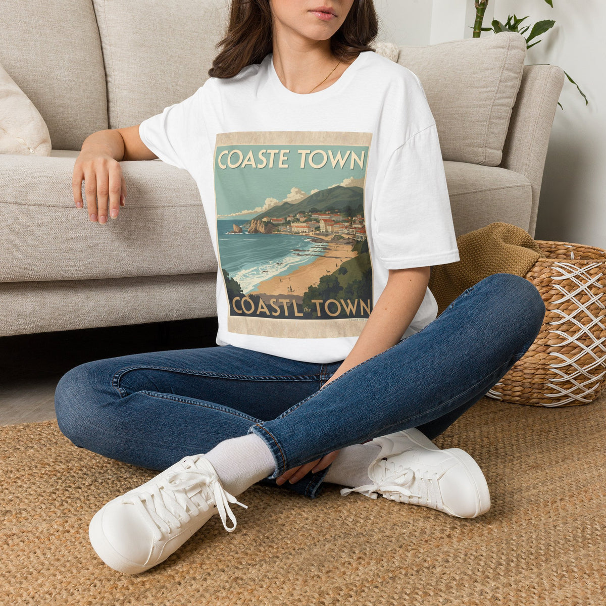 Vintage Coastal Graphic T-Shirt, Retro Beach Poster Tee, Ocean-Inspired Unisex Shirt