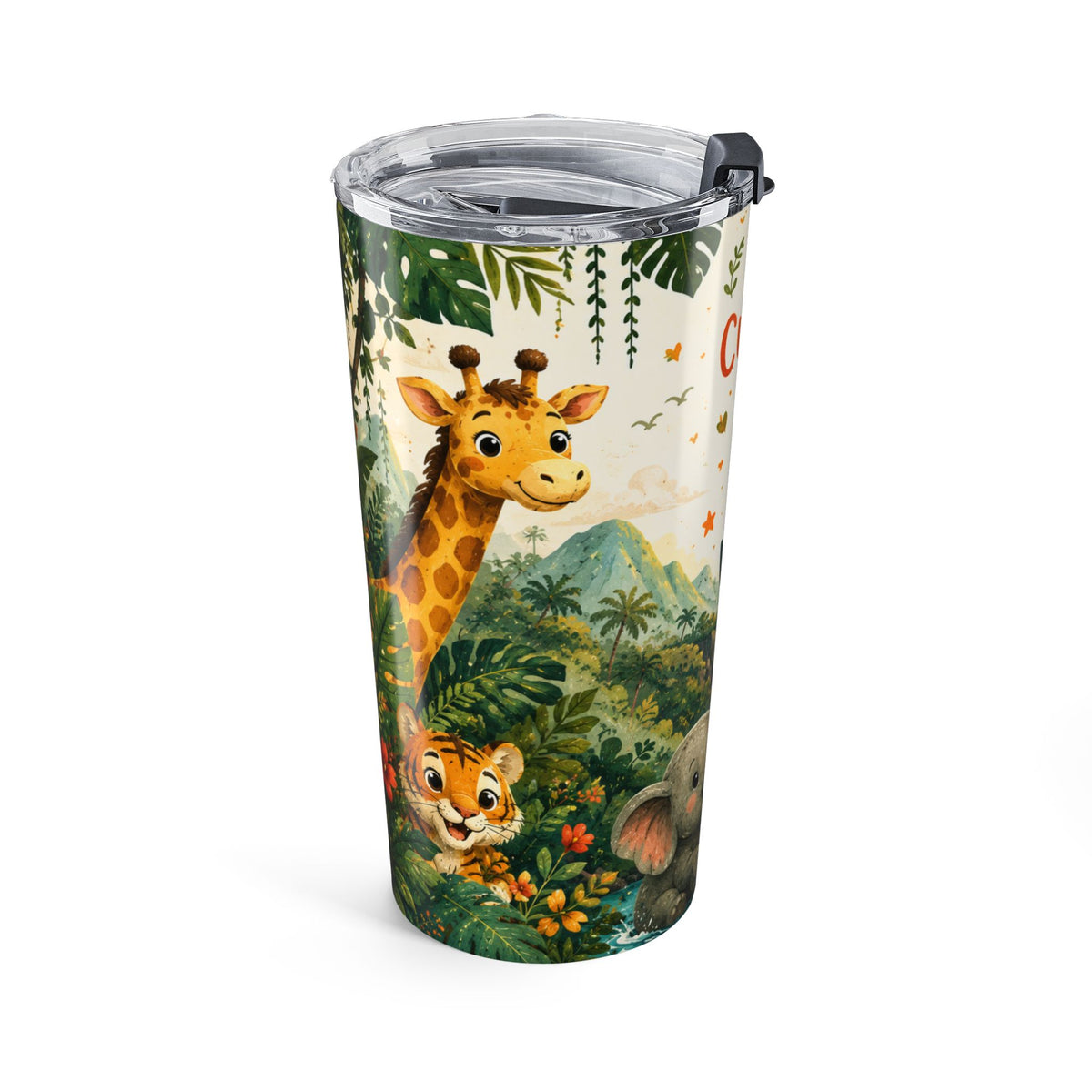 Tumbler Kids Jungle Animals Water Bottle Design Stay Curious Stay Kind Stay Wild drinkware