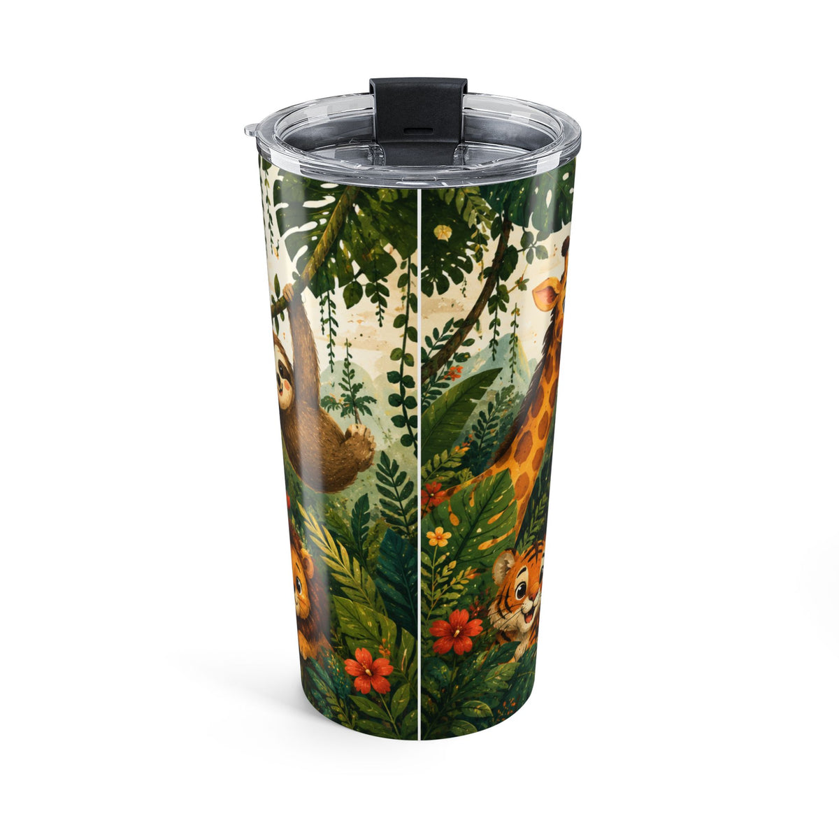 Tumbler Kids Jungle Animals Water Bottle Design Stay Curious Stay Kind Stay Wild drinkware