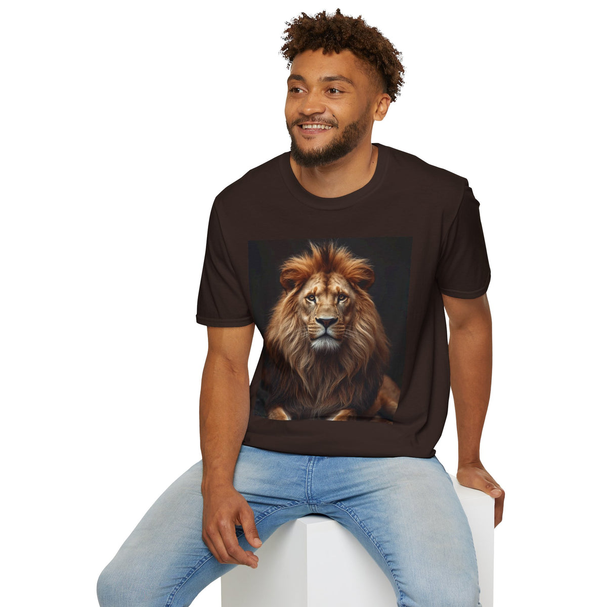 Men’s Lion Graphic T-Shirt, Realistic Lion Art Tee, Black Unisex Animal Print Shirt
