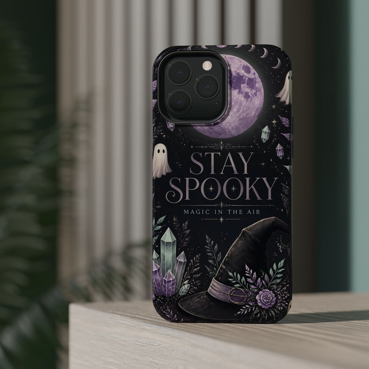 Stay Spooky Halloween Phone Case Witchy Purple Moon Tough Protective iPhone Samsung Galaxy Cover Festive Collection