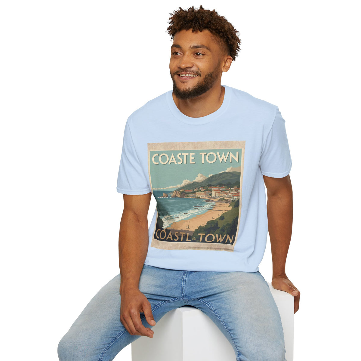 Vintage Coastal Graphic T-Shirt, Retro Beach Poster Tee, Ocean-Inspired Unisex Shirt