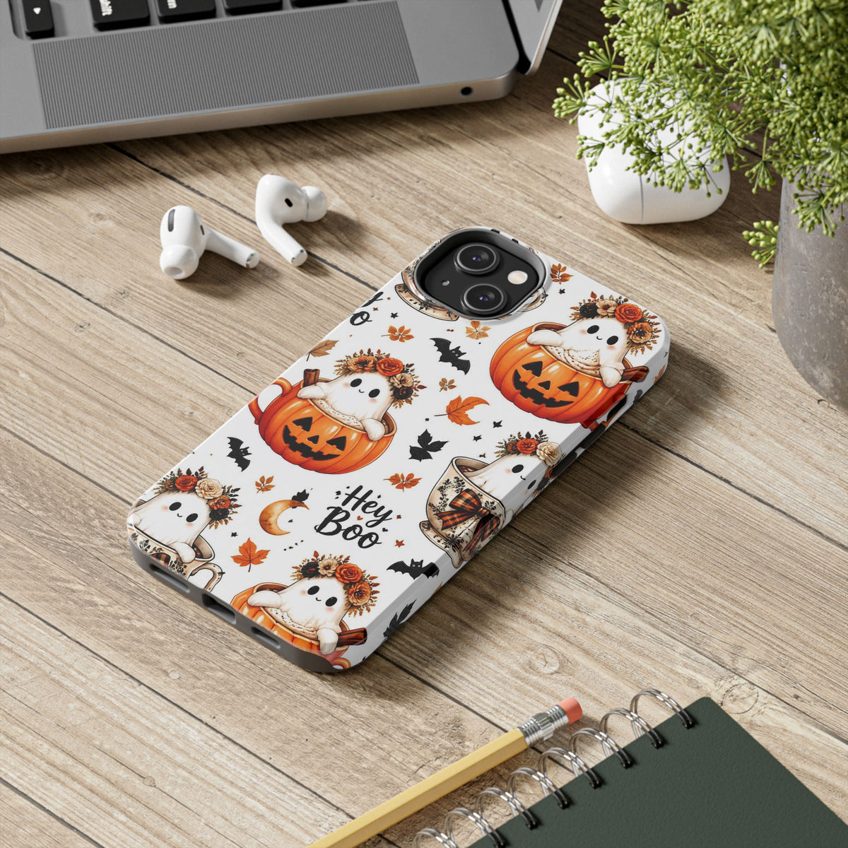 Hey Boo Halloween Phone Case Spooky Ghost Tough Protective iPhone Samsung Galaxy Cover Festive Collection