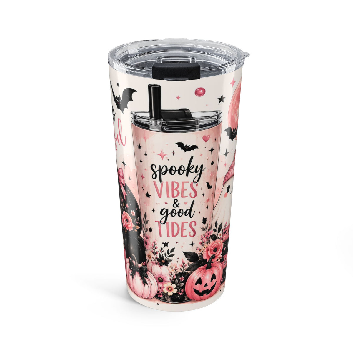 Hey Boo Halloween Tumbler Spooky Ghost Insulated Travel Mug Cute Witchy Autumn drinkware Fall Water Bottle Festive Collection