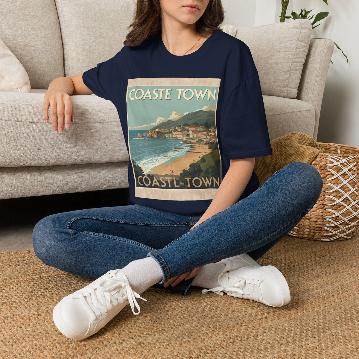 Vintage Coastal Graphic T-Shirt, Retro Beach Poster Tee, Ocean-Inspired Unisex Shirt