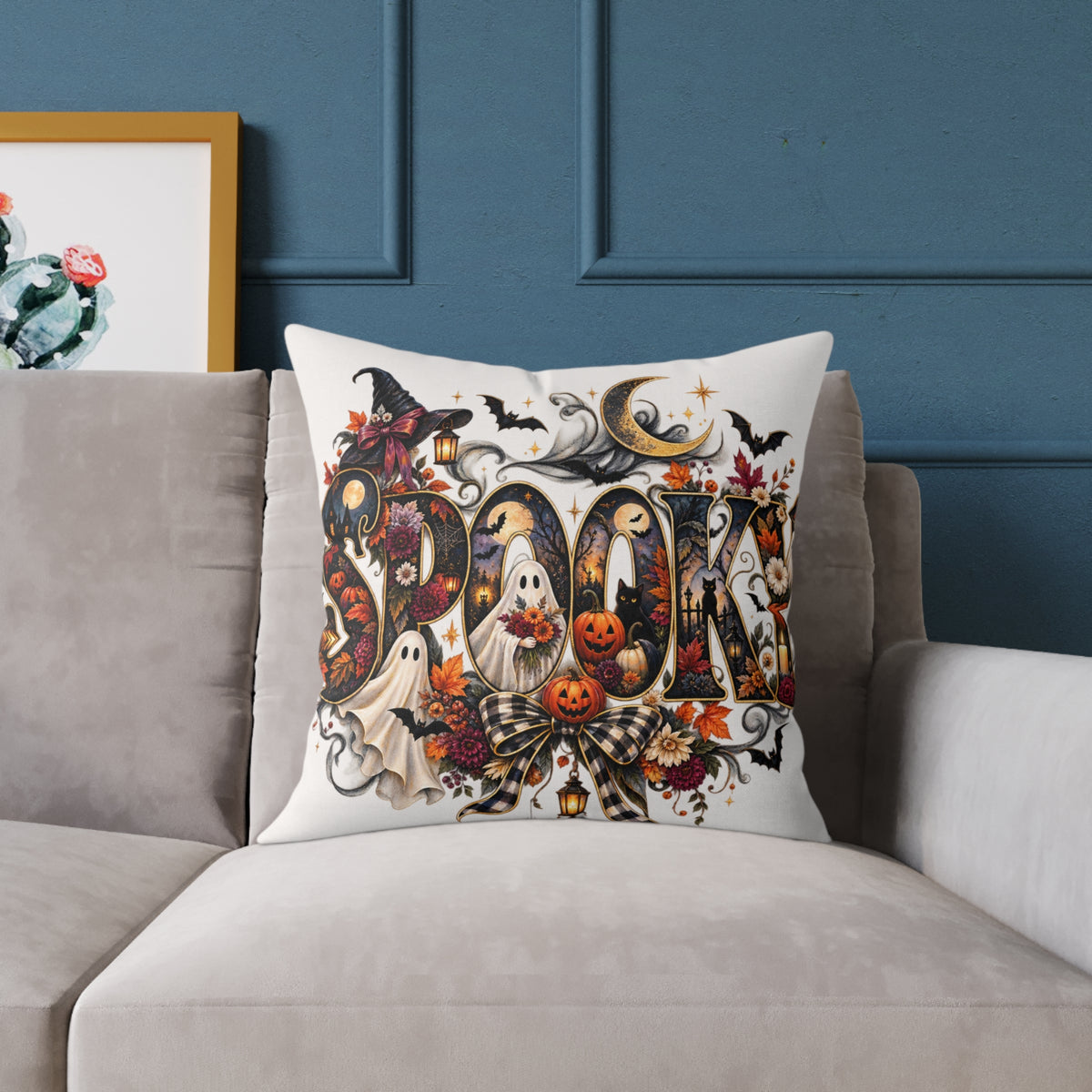 Spooky Halloween Cushion Poly Canvas Fall Home Decor Stuffed Accent Cushions Spooky Festive Collection