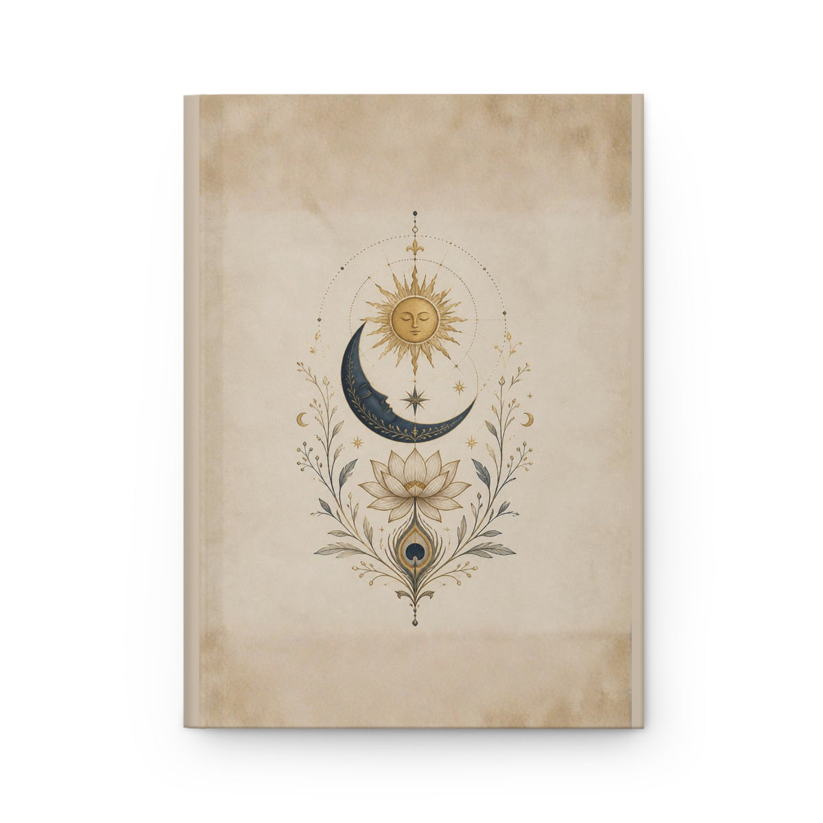 Mystical Sun and Moon Celestial Journal Bohemian Lotus Flower Witchy Notebook Vintage Astrology Diary Hardcover Journal