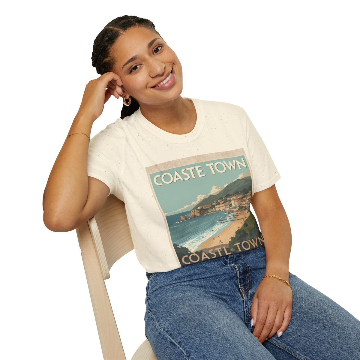 Vintage Coastal Graphic T-Shirt, Retro Beach Poster Tee, Ocean-Inspired Unisex Shirt